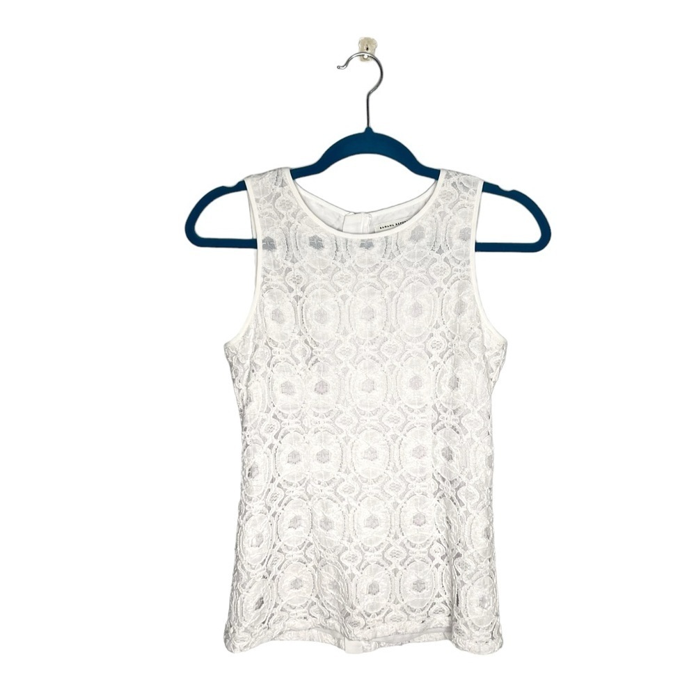 Banana Republic White Lace Overlay Sleeveless Blouse